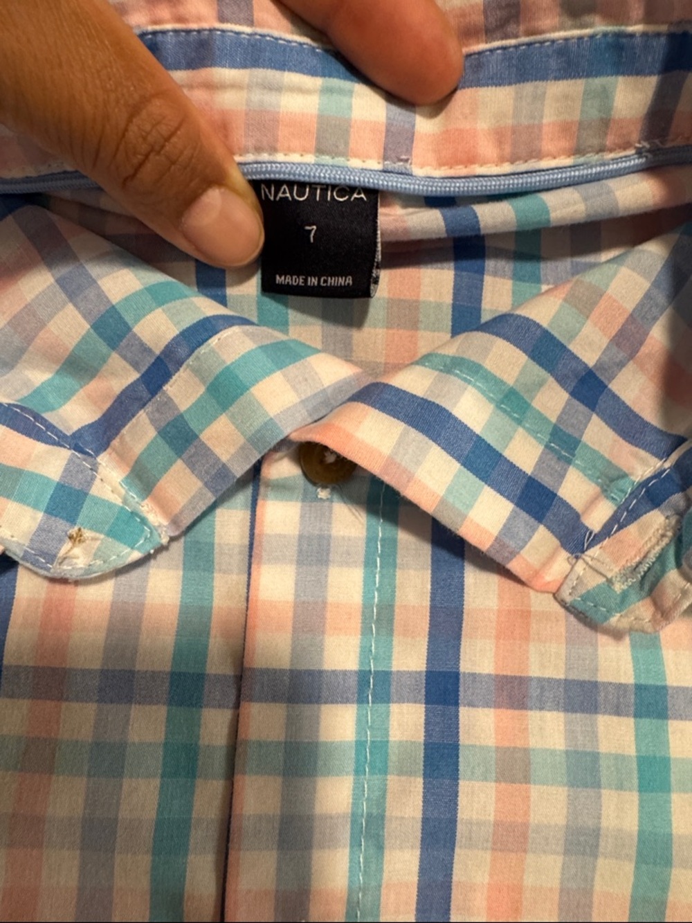 Nautica Boys Plaid Button-Down Shirt in Blue & Pink - Picture 10 of 10